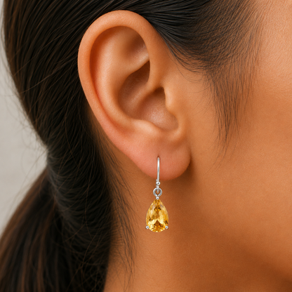 Handmade Silver Teardrop Earrings with Colorful Gemstones by Desiregem DGE1085 E-1021
