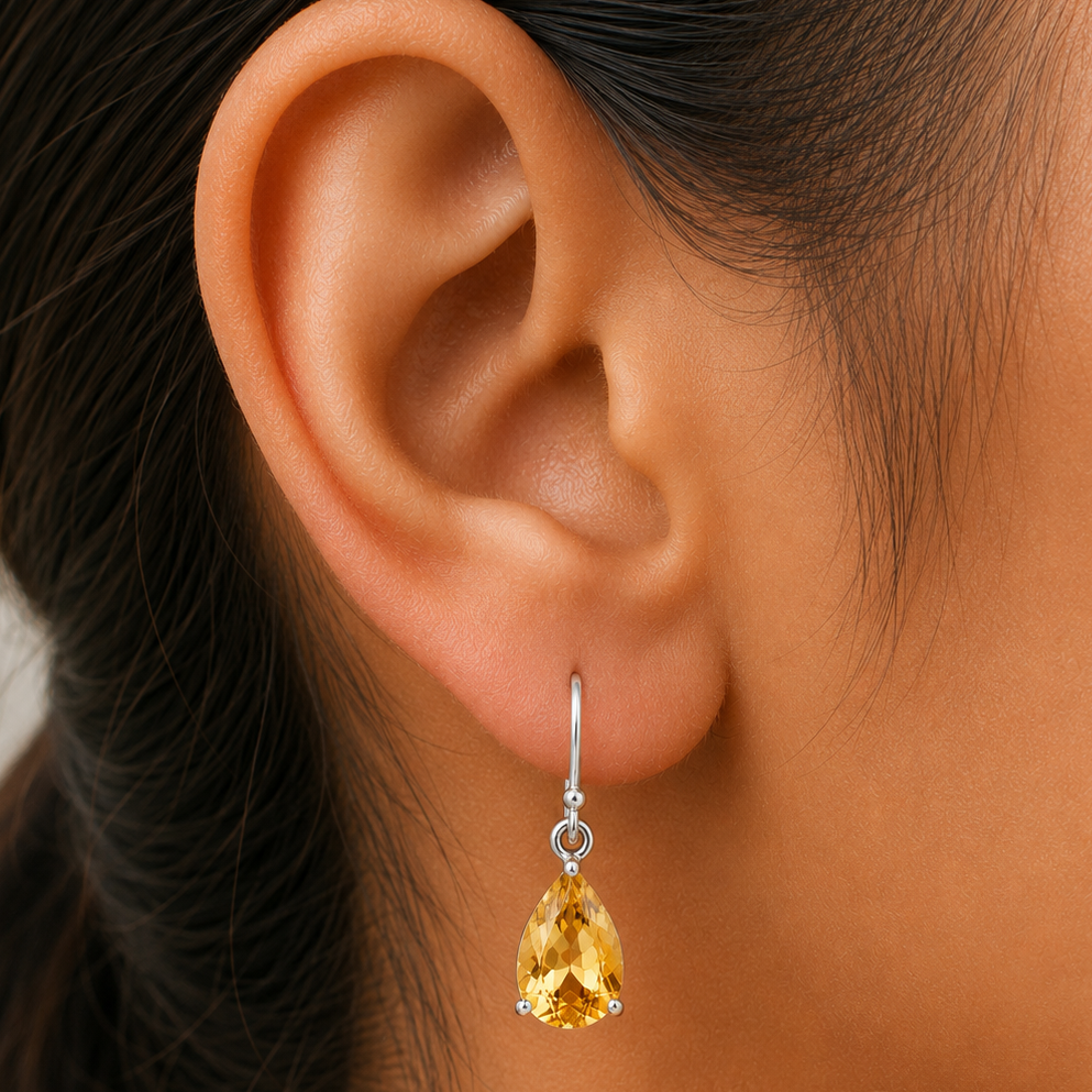 Handmade Silver Teardrop Earrings with Colorful Gemstones by Desiregem DGE1085 E-1021