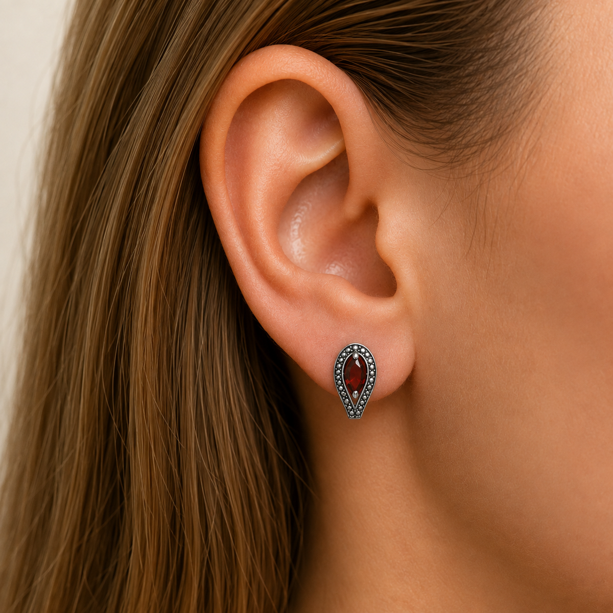 925 Sterling Silver Marquise Gemstone Vintage Stud Earrings for Women AGE1024 E-1261