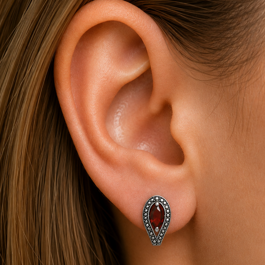 925 Sterling Silver Marquise Gemstone Vintage Stud Earrings for Women AGE1024 E-1261