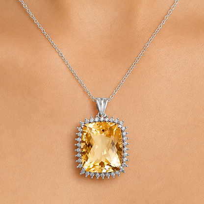 925 Sterling Silver Cushion Halo Cut Gemstone Pendant Jewelry for Women AGP1006 P-1741