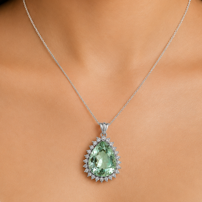 Statement Luxury Halo Pear Cut Gemstone Pendant in 925 Sterling Silver AGP1003 P-1741