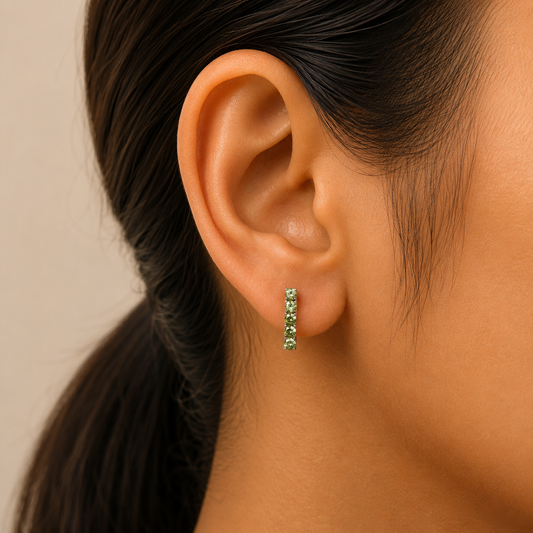 Colorful Gemstone Bar Stud Earrings – 925 Sterling Silver Jewelry Gift DGE1070 E-1063