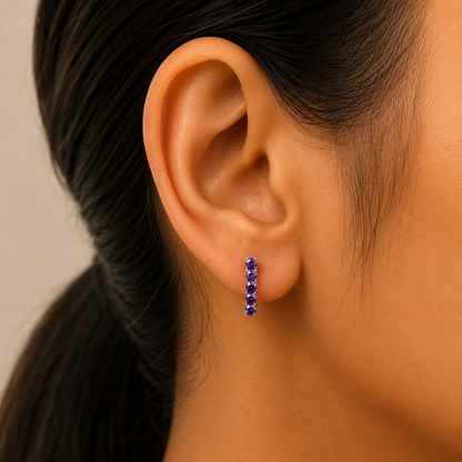 Colorful Gemstone Bar Stud Earrings – 925 Sterling Silver Jewelry Gift DGE1070 E-1063