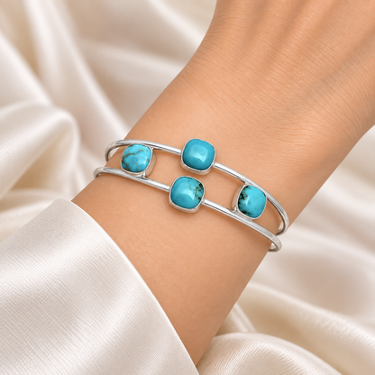 Premium Quality Sleeping Beauty Turquoise Cuff Bangle Bracelet B-1047 27-EB10167