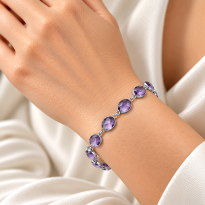 Amethyst Checker Briolette - Brazil Bracelet B-1001 SDB5279