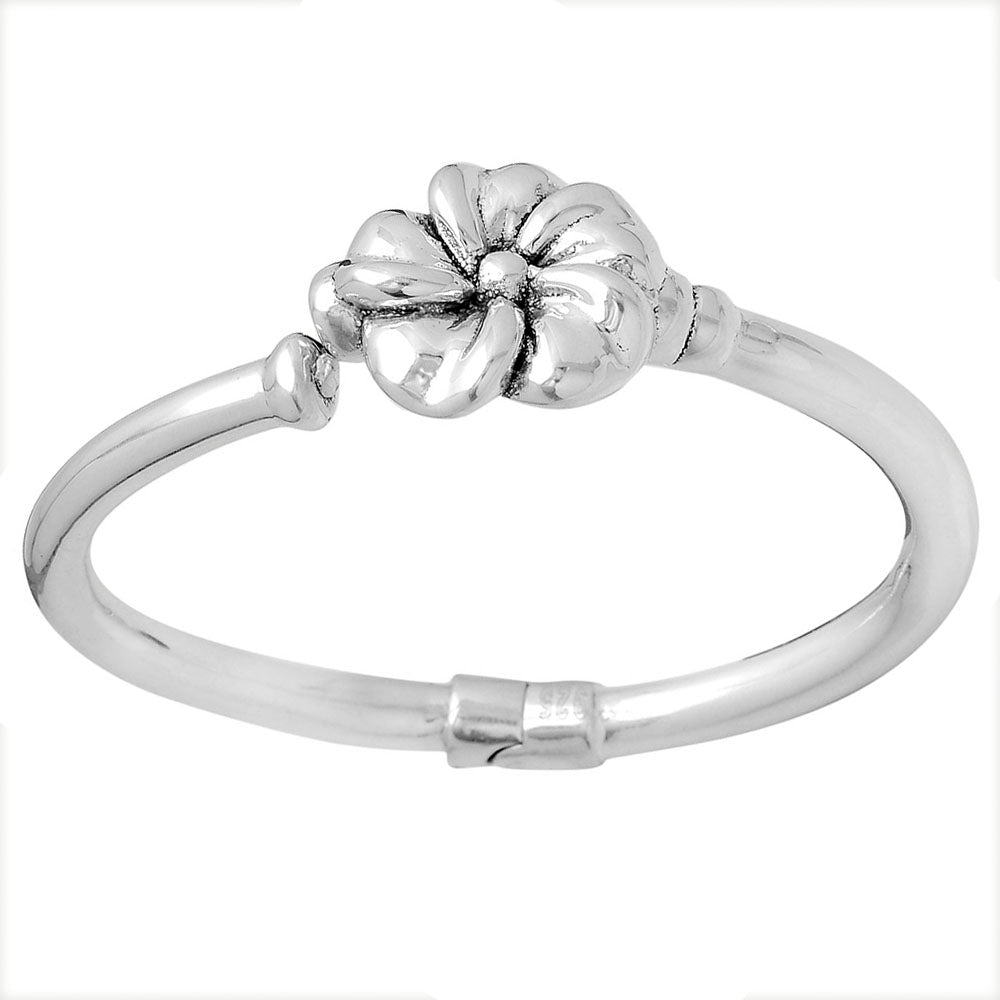 925 Sterling Silver Floral Bangle Bracelet for Women – Adjustable Cuff DGB1006
