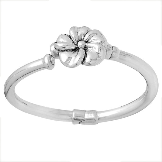 925 Sterling Silver Floral Bangle Bracelet for Women – Adjustable Cuff DGB1006