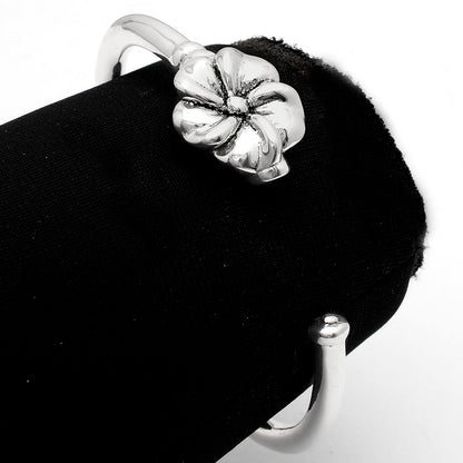 925 Sterling Silver Floral Bangle Bracelet for Women – Adjustable Cuff DGB1006