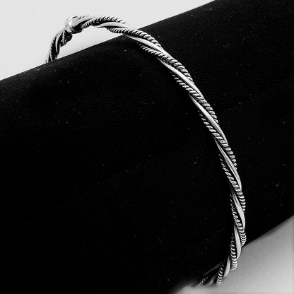 925 Sterling Silver Oxidized Twisted Bangle – Stylish Women’s Bracelet DGB1008