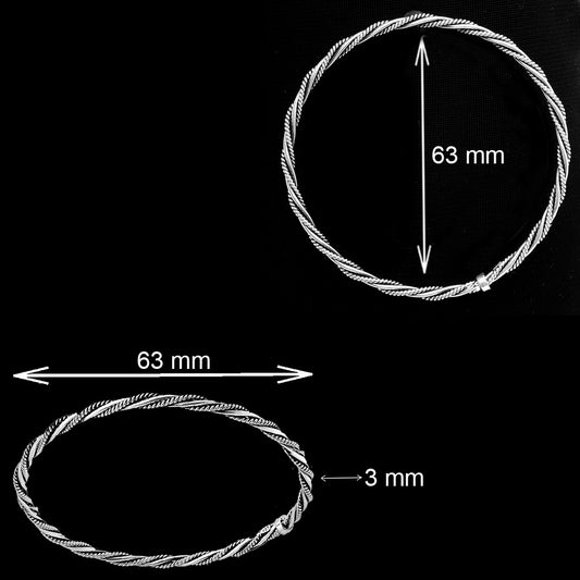 925 Sterling Silver Oxidized Twisted Bangle – Stylish Women’s Bracelet DGB1008