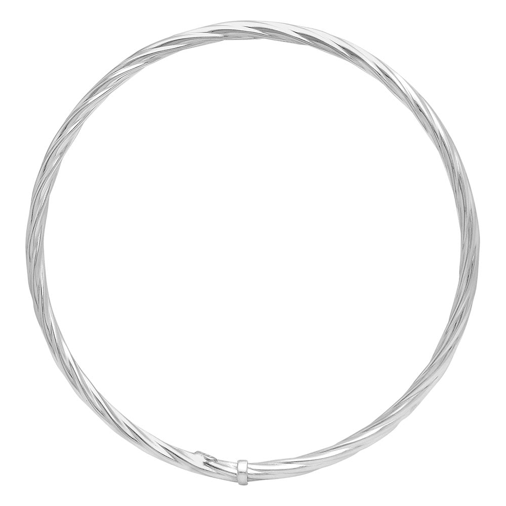 Women’s 925 Sterling Silver Twist Bangle – Elegant Stackable Bracelet DGB1010