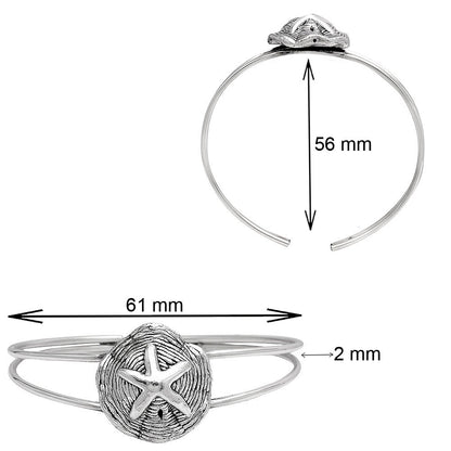 925 Sterling Silver Starfish Bangle Bracelet for Women – Beach Jewelry DGB1011