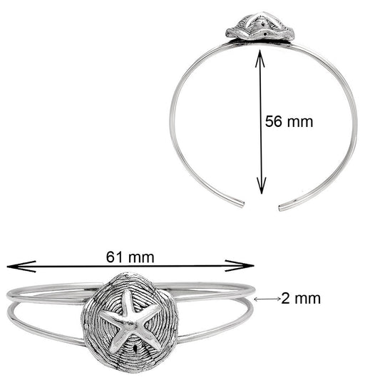 925 Sterling Silver Starfish Bangle Bracelet for Women – Beach Jewelry DGB1011