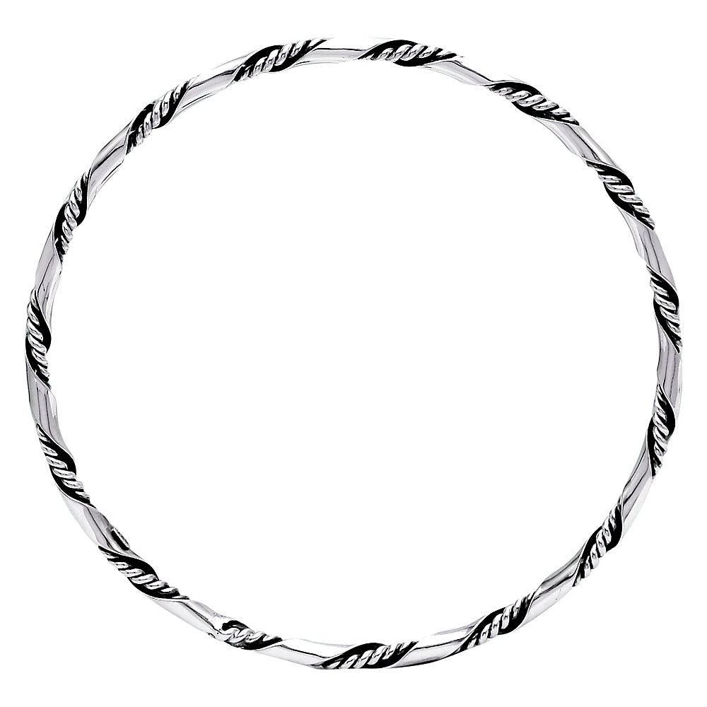 Women’s 925 Silver Twisted Rope Cuff Bangle – Elegant Minimalist Jewelry DGB1014