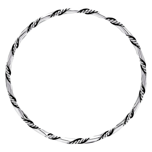 Women’s 925 Silver Twisted Rope Cuff Bangle – Elegant Minimalist Jewelry DGB1014
