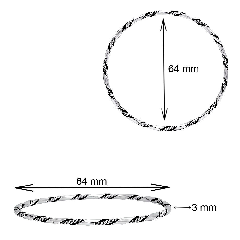 Women’s 925 Silver Twisted Rope Cuff Bangle – Elegant Minimalist Jewelry DGB1014