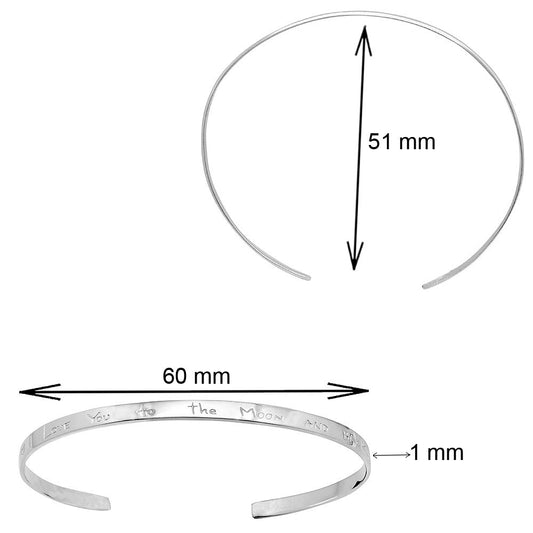 925 Sterling Silver “Love You to the Moon and Back” Cuff Bracelet Jewelry DGB1017