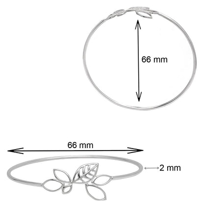 925 Sterling Silver Open Leaf Bracelet – Minimalistic Botanical Design DGB1020