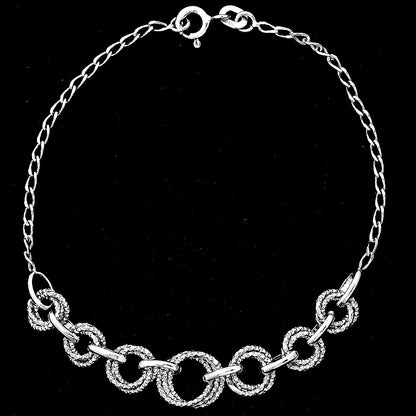 Silver 925 Textured Link Bracelet – Elegant Everyday Chain Jewelry DGB1028