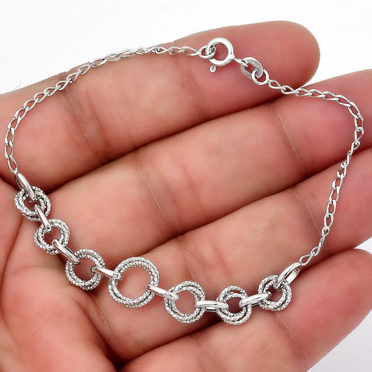 Silver 925 Textured Link Bracelet – Elegant Everyday Chain Jewelry DGB1028