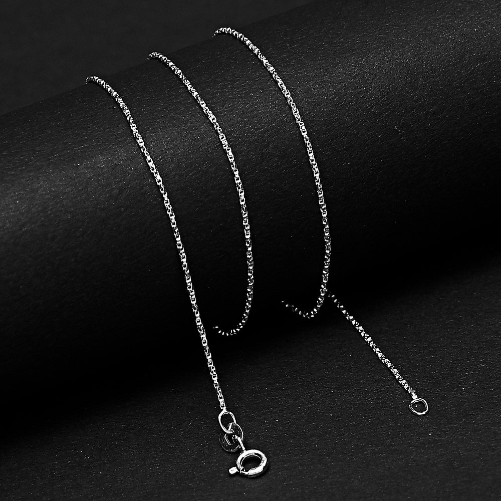 18" 925 Sterling Silver Box Chain Necklace for Men & Women Durable Shiny DGC1015 C-1001
