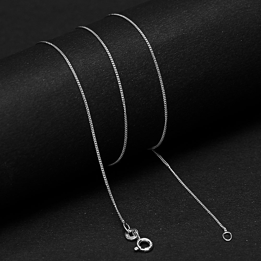 18" Sterling Silver Curb Chain Necklace for Men & Women –Classic & Shiny DGC1017 C-1001