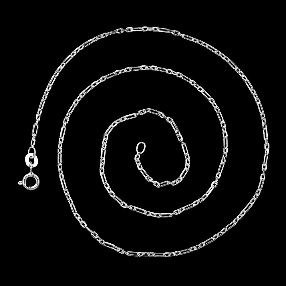 18" Unisex 925 Sterling Silver Figaro Chain – Sleek, High Shine Design DGC1018 C-1001