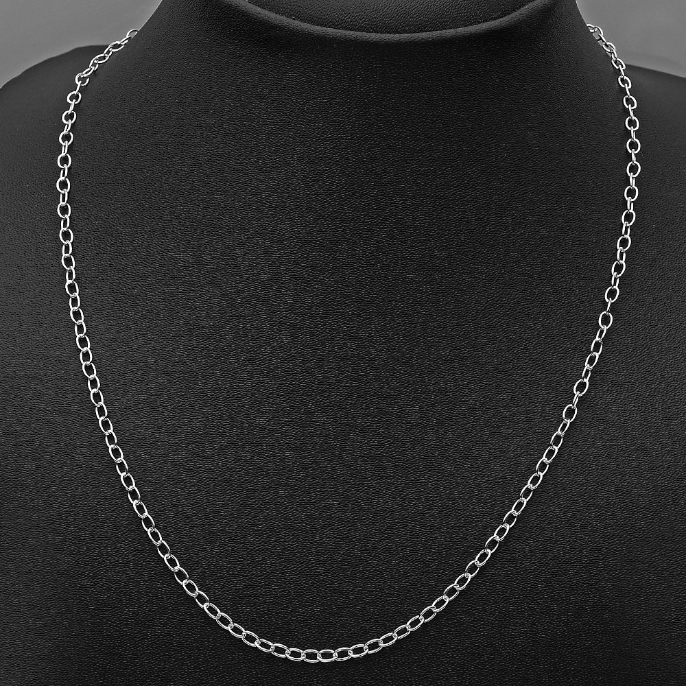 18" Sterling Silver Rolo Chain Necklace – Strong, Shiny Oval Link Design DGC1023 C-1001