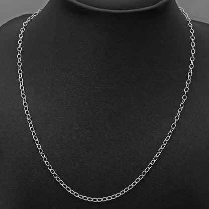 20" Sterling Silver Rolo Chain Necklace – Strong, Shiny Oval Link Design DGC1031 C-1001