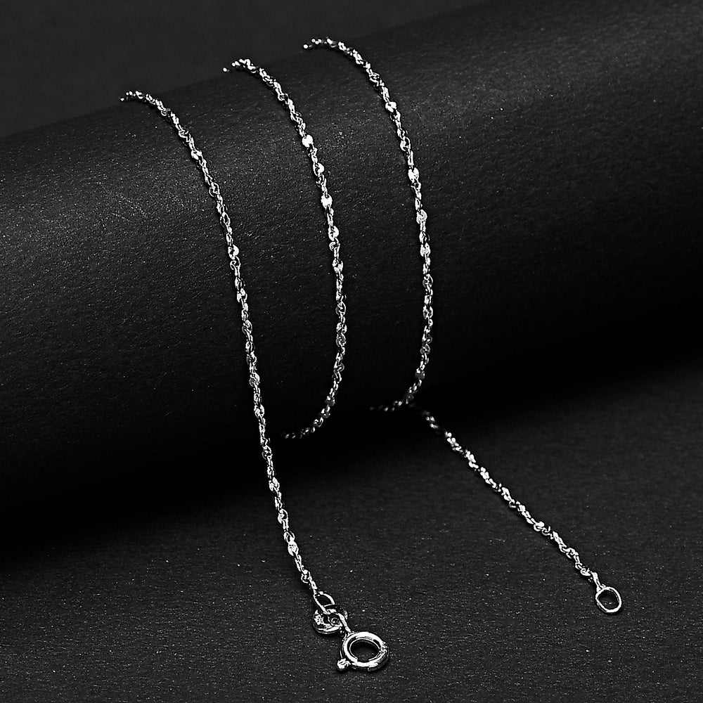 18" Sterling Silver Singapore Chain Necklace – Twisted, Shiny & Elegant DGC1037 C-1001