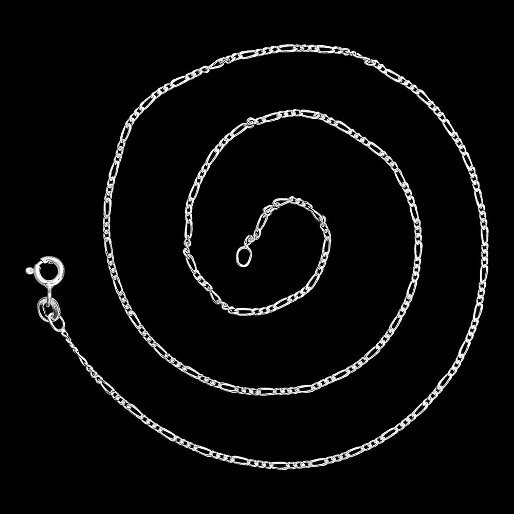 18" 925 Sterling Silver Figaro Chain Necklace – Durable, Polished Finish DGC1042 C-1001