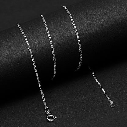 18" 925 Sterling Silver Figaro Chain Necklace – Durable, Polished Finish DGC1042 C-1001