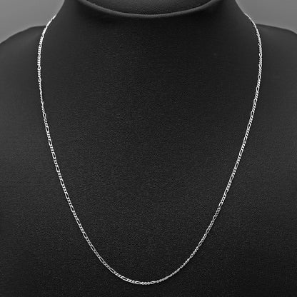 18" 925 Sterling Silver Figaro Chain Necklace – Durable, Polished Finish DGC1042 C-1001
