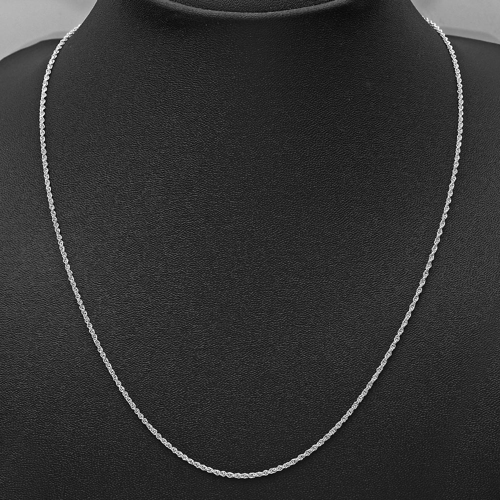 18" Unisex 925 Sterling Silver Rope Chain – Twisted, Shiny Link Design DGC1046 C-1001