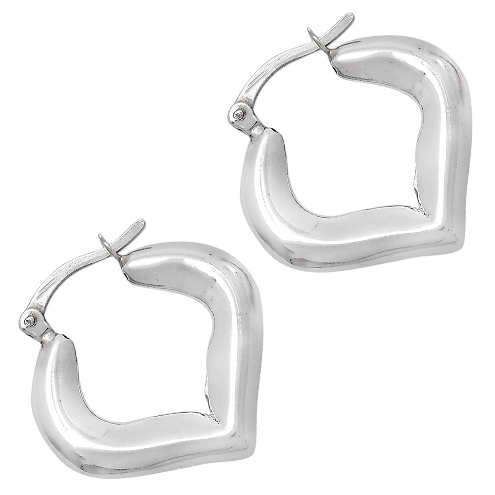 925 Sterling Silver Geometric Heart Hoops – Modern Stylish Earrings DGE1041