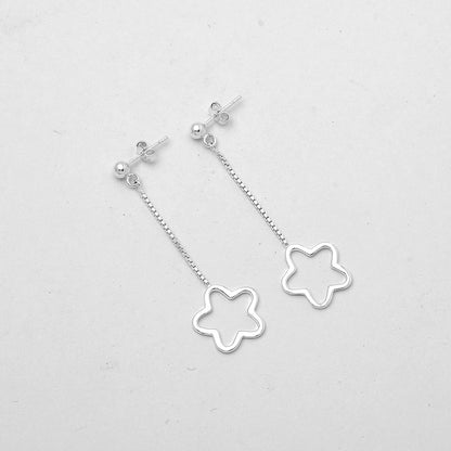 925 Sterling Silver Long Flower Dangle Earrings – Lightweight Design DGE1044