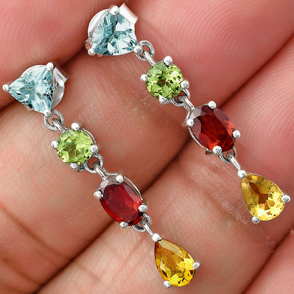 Elegant Multicolor Stone Drop Earrings 925 Sterling Silver Jewelry DGE1057 E-1061