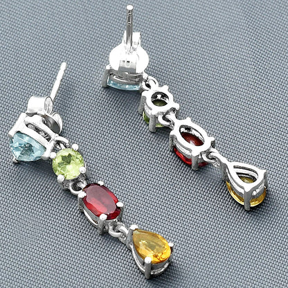 Elegant Multicolor Stone Drop Earrings 925 Sterling Silver Jewelry DGE1057 E-1061