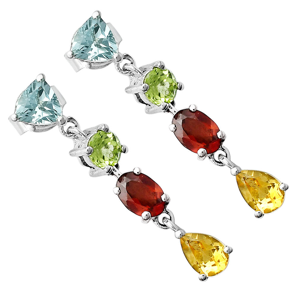 Elegant Multicolor Stone Drop Earrings 925 Sterling Silver Jewelry DGE1057 E-1061