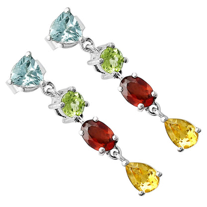 Elegant Multicolor Stone Drop Earrings 925 Sterling Silver Jewelry DGE1057 E-1061