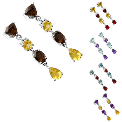 925 Sterling Silver Multi Colorful Gemstone Drop Earrings for Women DGE1059 E-1061