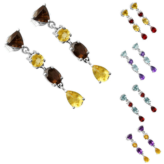 925 Sterling Silver Multi Colorful Gemstone Drop Earrings for Women DGE1059 E-1061