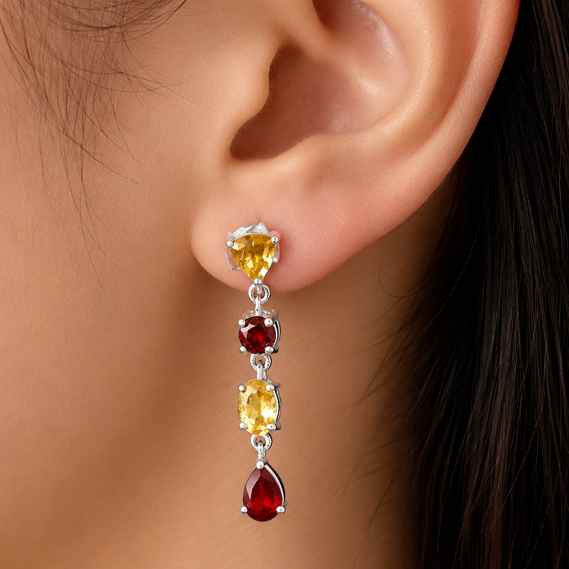 Elegant Multicolor Stone Drop Earrings 925 Sterling Silver Jewelry DGE1057 E-1061