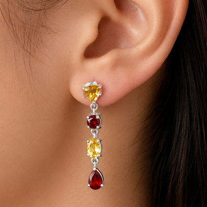 Elegant Multicolor Stone Drop Earrings 925 Sterling Silver Jewelry DGE1057 E-1061