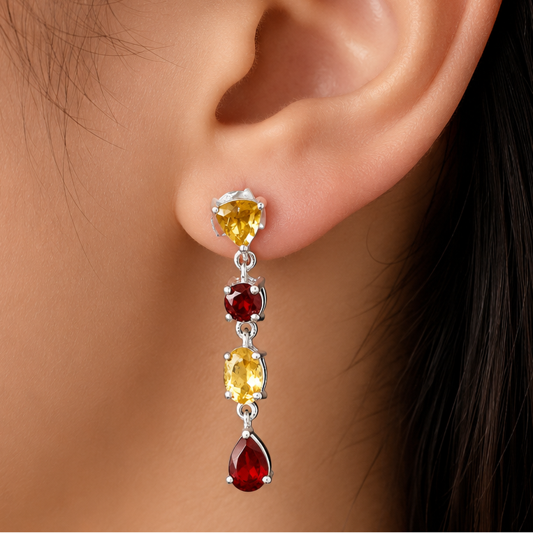 925 Sterling Silver Multi Colorful Gemstone Drop Earrings for Women DGE1059 E-1061