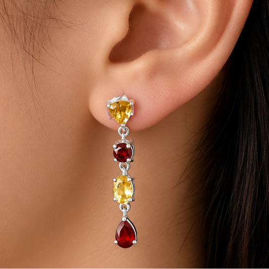 925 Sterling Silver Multi Colorful Gemstone Drop Earrings for Women DGE1059 E-1061