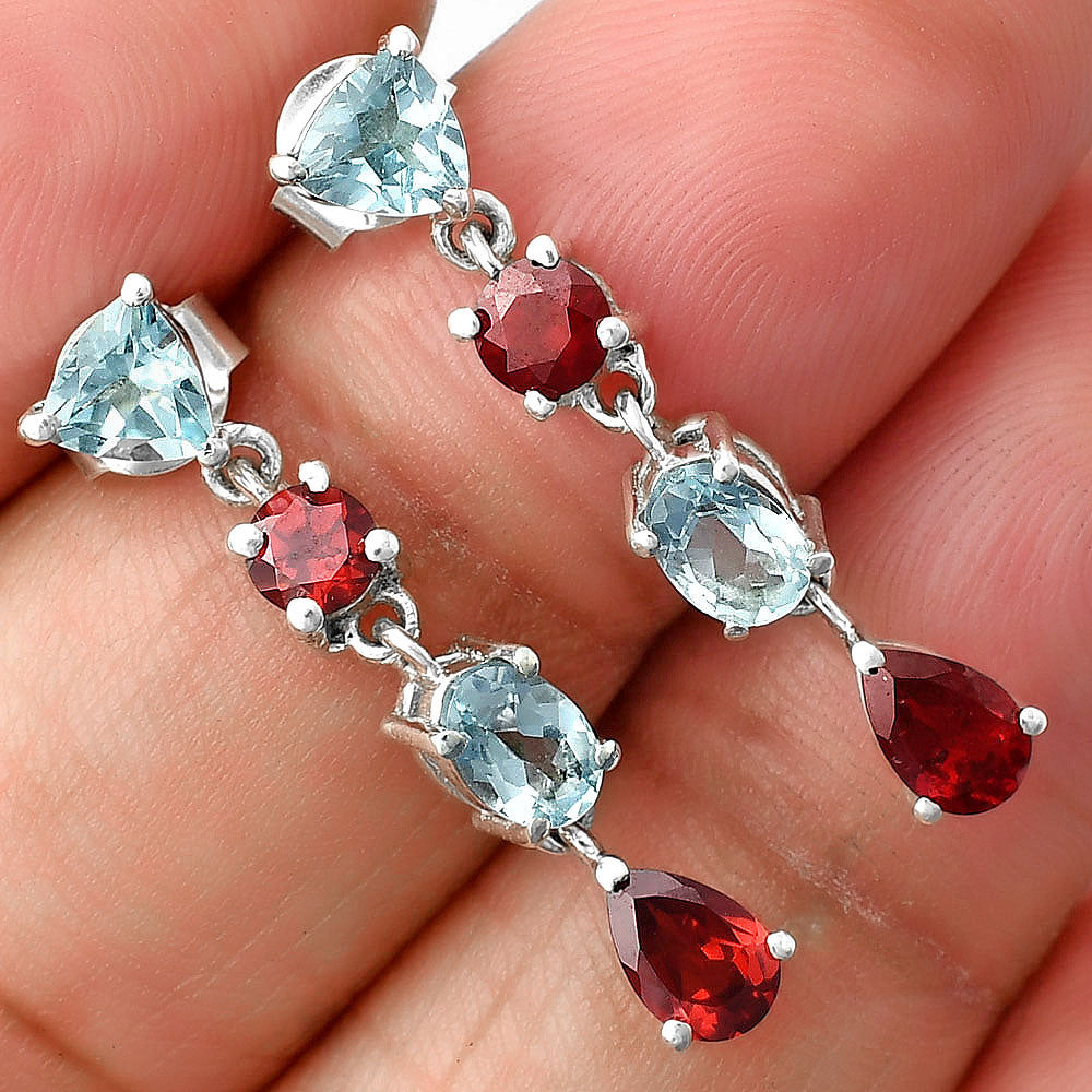 925 Sterling Silver Multi Colorful Gemstone Drop Earrings for Women DGE1059 E-1061