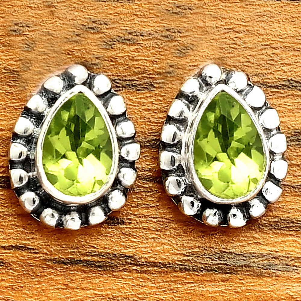 925 Sterling Silver Teardrop Gemstone Stud Earrings Jewelry for Women DGE1064 E-1121