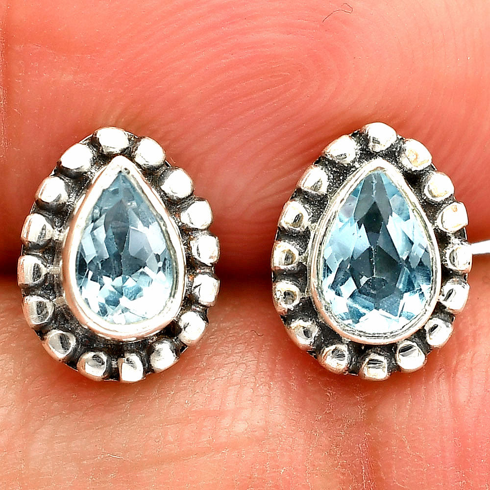 925 Sterling Silver Teardrop Gemstone Stud Earrings Jewelry for Women DGE1064 E-1121